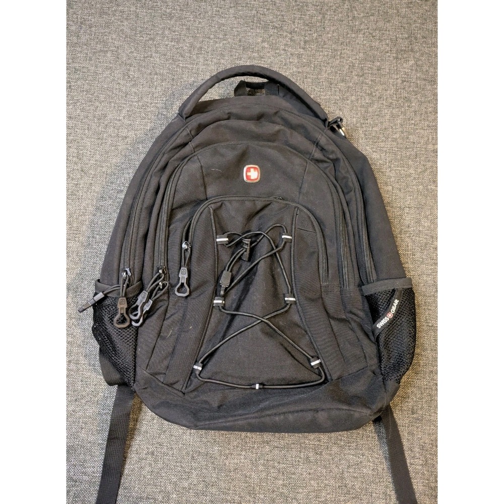 Swiss Gear Airflow Tech Bungee Cord Black Backpack School Laptop Bag Adjustable